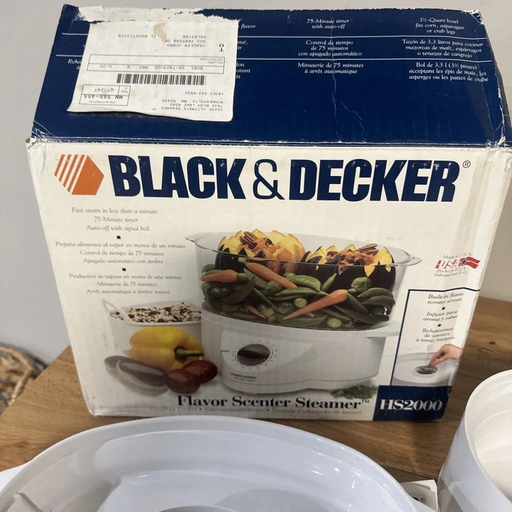 Black & Decker Flavor Scenter Steamer HS2000 Vegetable Rice Cooker Deluxe Works